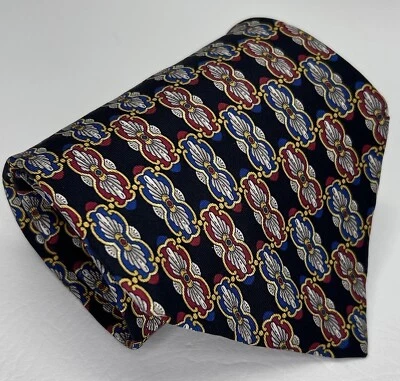 Christian Dior Cravates геометрический красный, синий, черный и золотой винтажный галстук 58 «x 4» - Изображение 1 из 4