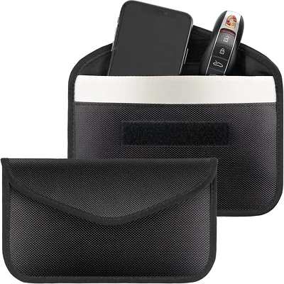 Pacote com 2 bolsas Faraday para chaves de carro e celular, bolsa de chave de bloqueio de sinal, anti - Imagem 1 de 4