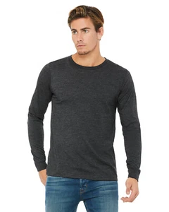 Bella Canvas 3501 Long Sleeve Shirt New Heather Dark Grey Small - Picture 1 of 1