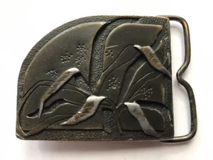 Vtg Bergamot Brass Works Belt Buckle U-49 Flower 1976 Darien Wisconsin USA - Picture 1 of 6