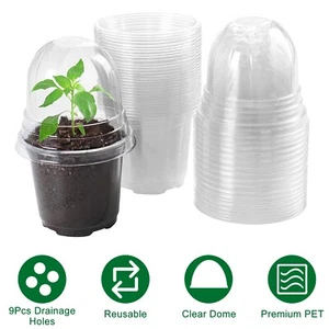 30 Pack Clear Nursery Pots with Humidity Dome 3.5" Planter Seed Starter Pots - Picture 1 of 11