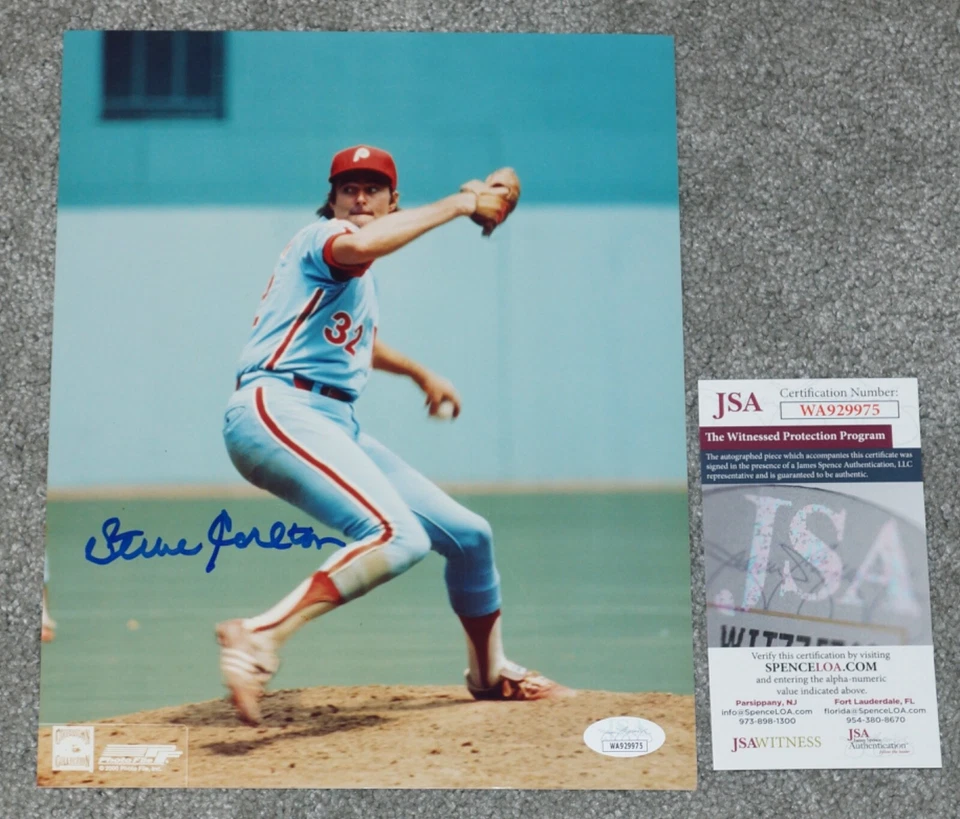 STEVE CARLTON Signed PHILADELPHIA PHILLIES 8x10 Photo + JSA COA 929975 - Image 1 of 1