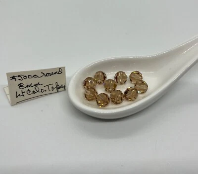 Swarovski #5000 8mm Round Crystal Beads Lt Colorado Topaz Lot of 35 Vintage - Image 1 of 4