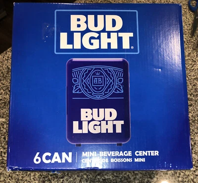 Bud Light Mini Portable Compact Personal Fridge Cooler New In Box - Image 1 of 3