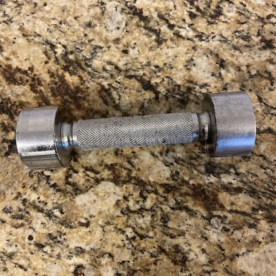 Vintage 3 Pound Adjustable Dumbbell Set Chrome Hand Weight - Image 1 of 3