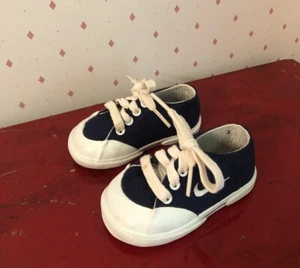 NIKE Baby Navy Lace up Shoes Size 3 1995 950608 Vintage - Picture 1 of 12