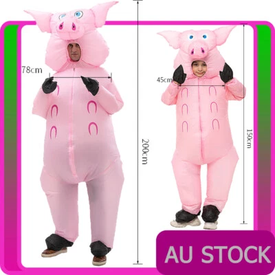 Disfraz de cerdo rosa inflable para niño adulto fiesta animal granja mascota explotar Foto 1 de 3