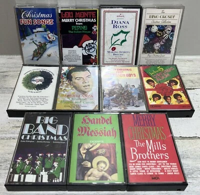 Lot of 11 Christmas Holiday Cassettes Bing Crosby, Beach Boys, Lou Monte & More Foto 1 de 4