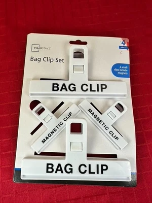 Juego de 4 clips magnéticos para bolsa. Imanes de nevera solo en clips de 3,5". Foto 1 de 4