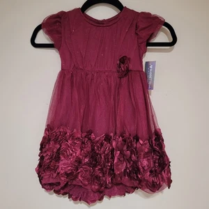 Nannette Kinder Mädchen Burgunderrot Glitzer Tüll Blumen Kleid Größe 4T Formell Prinzessin - Bild 1 von 9
