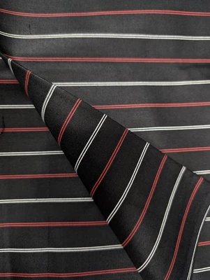 Tela a rayas de algodón pulido negro rojo blanco 4 yardas material de costura vintage Foto 1 de 4