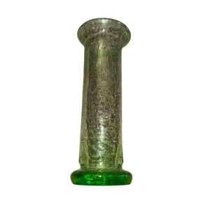 Jarrón de vidrio burbuja verde soplado a mano 10" vidrio craquelado verde - Imagen 1 de 11