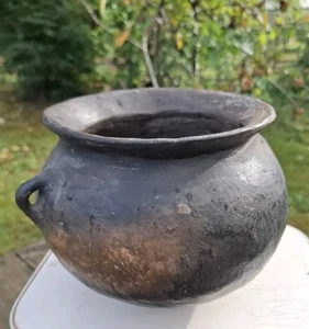 Handmade Studio Pottery Cauldron Pot Planter Signed Augusta Raku Unique - Picture 1 of 10