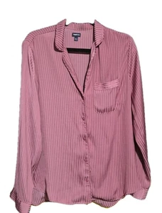 GAP Body Women's Pajama Top Sleep Shirt Sz Medium Tall Silky Pink Mauve Striped - Picture 1 of 6