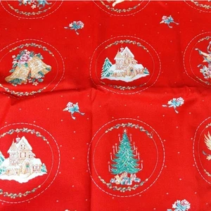 Christmas Country Classics Fabric, Angel, Tree, Bells, Vintage Ameritex, 1 yard - Picture 1 of 10