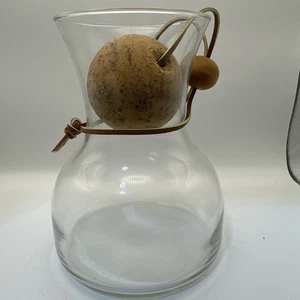 Vintage Chemex-Style Glass Coffee Carafe Cork Lid Leather Tie NO PYREX Stamp - Picture 1 of 10