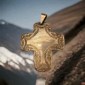 Vintage Sterlingsilber Mexiko Taxco religiös gestempelt Kreuz Halskette Anhänger unmarkiert - Bild 1 von 14
