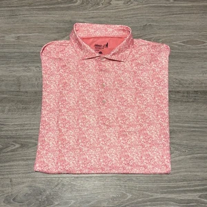 Johnnie O Performance rosa Blumen Kurzarm Golf Polo Herren Größe Large UPF 50 - Bild 1 von 5