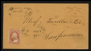 1868 US WELLS FARGO COVER 3c MUD SPRINGS EXPRESS w HUNTER'S CARION FORGERY H/S - Imagen 1 de 4