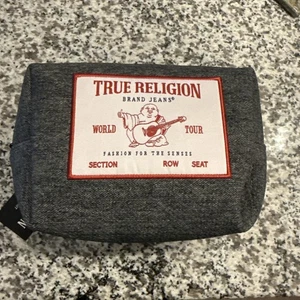 True Religion Reise-/Kosmetiktasche Denim ~ Neu mit Etikett Buddha Welttournee Konzert Ticket - Bild 1 von 5