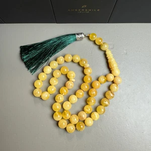 Cuentas de oración islámicas Misbaha Tasbih ámbar amarillo hechas a mano 10,4 mm 36,1 g - Imagen 1 de 3