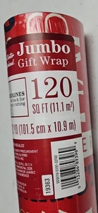Jumbo Gift Wrap 120 Sq Ft Roll 3.3' x 12 yd Christmas Holiday Noel Ho Ho Ho Wrap - Picture 1 of 6