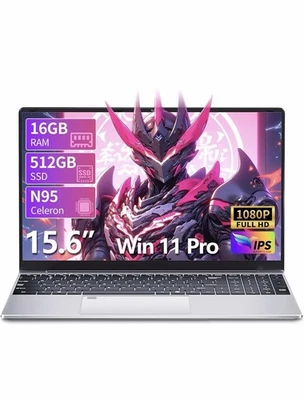 Notebook 15.6Pollici 1920x1080 FHD Quad-Core N95 16GB DDR4 512GB SSD WIFI5 BT4.2 - Immagine 1 di 4