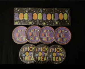 “Happy Halloween” Party Plates Napkins "Trick Or Treat” "BOO" - Picture 1 of 5