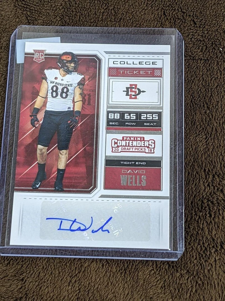 2018 CONTENDERS DRAFT COLLEGE TICKET AUTO DAVID WELLS SDSU - Image 1 of 1