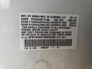 ACURA MDX 2016 ALTERNATOR ACURA 311005J6A01 0552