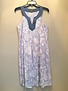 Vestido Tommy Bahama Monstera Mash Mujer Medio Azul Costero Playa Vacation Resort - Imagen 1 de 13
