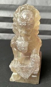 Antique Carved AMETHYST and SMOKY QUARTZ Stone FOO DOG Chinese Asian Figure - Picture 1 of 12