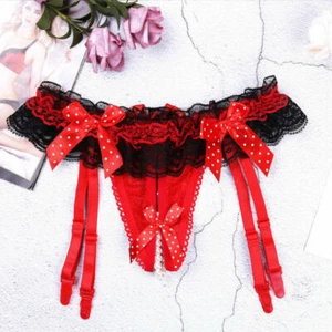 Sexy Damen Sissy Spitze Höschen Thong Durchsichtig Perlen G-String Unterwäsche - Bild 1 von 18