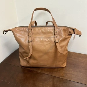 LUCKY BRAND Brown Tan Soft Leather Tyra Large Tote Shoulder Bag Purse - Picture 1 of 16