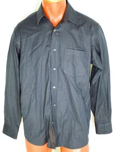 Bugatchi Uomo Black Gray Cotton Button Front Shirt Classic Fit L - Picture 1 of 3