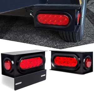 2Pcs Steel LED Trailer Light Kit - Trailer Housing Boxes with 6-Inch Oval Tail L - Picture 1 of 7