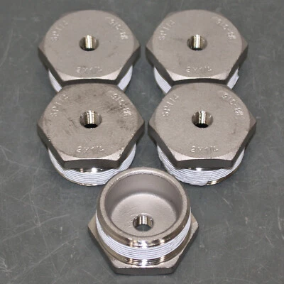 (5) Hex Reducer Bushings 4452K199, 2" x 1/4" NPT, 316 Stainless Steel, Class 150 - Image 1 of 4