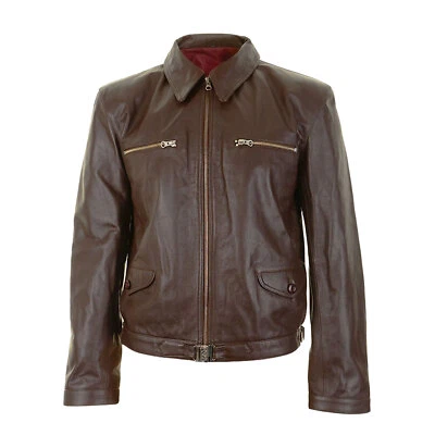 Men's German Military WW2 Erich Hartman Brown Cow Hide Flying Leather Jacket - Image 1 of 4