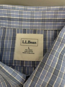 L.L. Bean Men's Old Port Sports Shirt NWT Blue Plaid Sz Lg Tall Cotton - Imagen 1 de 12