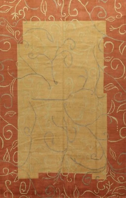 Vegetable Dye GOLD Geometric Nepalese Oriental Large Area Rug Hand-knotted 10x14 - Image 1 of 4