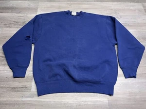 Vintage 90s Faded Royal Blue Blank Crewneck Sweatshirt Sz L Pro Spirit USA Made - Picture 1 of 7