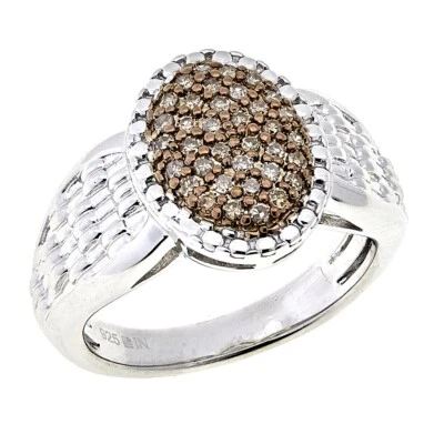 Anillo de plata esterlina con racimo de diamantes champán reales de 0,25 quilates para mujer talla 7 Foto 1 de 4