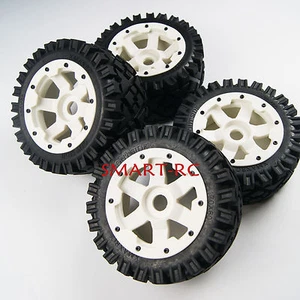 White Front Rear All Terrain Tyre tire Wheel for Rovan King Motor HPI baja 5b SS - Picture 1 of 2