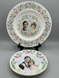 Juego de platos conmemorativos de porcelana de hueso de coalport de boda del príncipe Carlos dama Diana - Imagen 1 de 8