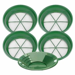Juego de 4 piezas de sartén de tamizado clasificador para pan de oro y sartén de oro verde de 14 - Imagen 1 de 7