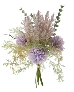 Artificial Purple Flowers Pompom Mix Bouquet 37cm Wedding & Home Decor - Picture 1 of 4