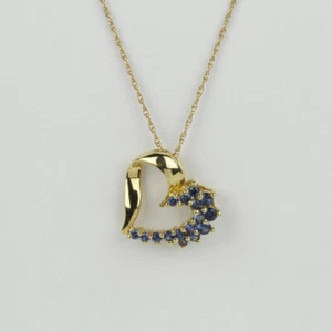 14k Yellow Gold, Lab Created Spinel Womens Heart Pendant Necklace 18" - Picture 1 of 3