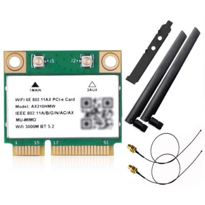 AX210 Wireless Network Card 5374M WIFI 6E 2.4G/5G Dual-Band BT 5.2 MINI PCIE - Image 1 of 4