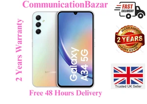 New Samsung Galaxy A34 5G 128GB 6GB D/S Smart Phone Awesome Silver Unlocked - Afbeelding 1 van 9