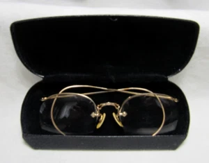 Vintage 1930's AO American Optical 1/10 12K GF Half Rim Eyeglasses & Case - Picture 1 of 15